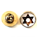 Insigna metalica rotunda cu pin de rever, Steaua lui David*